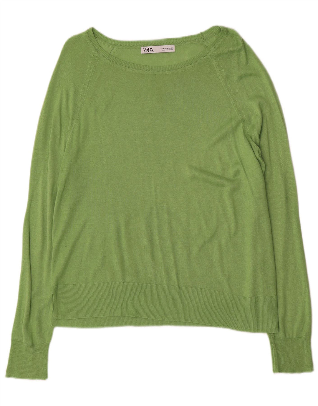 Zara Womens Boat Neck Jumper Sweater UK 14 Medium Green