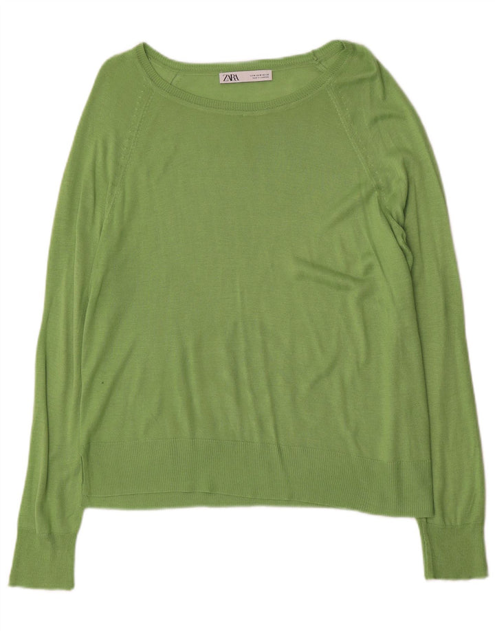 Zara Womens Boat Neck Jumper Sweater UK 14 Medium Green
