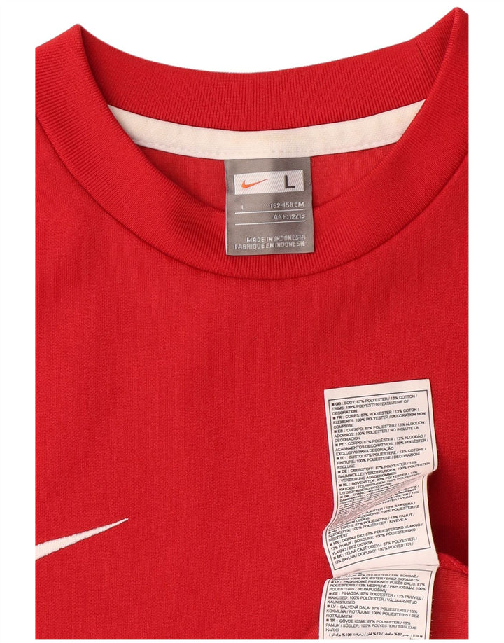 NIKE Boys Sweatshirt Jumper 12-13 Years Large  Red Colourblock Polyester