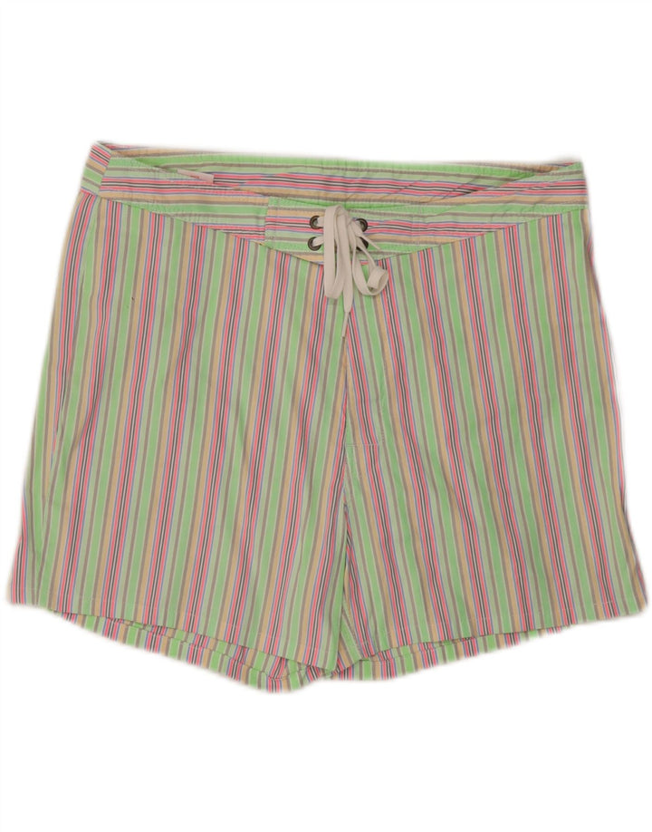 Sundek Mens Swimming Shorts Large Green Striped Polyester