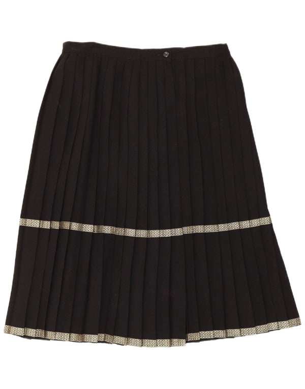 Vintage Womens Knife Pleated Skirt EU 40 Medium W32  Black Wool