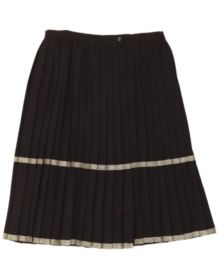 Vintage Womens Knife Pleated Skirt EU 40 Medium W32  Black Wool