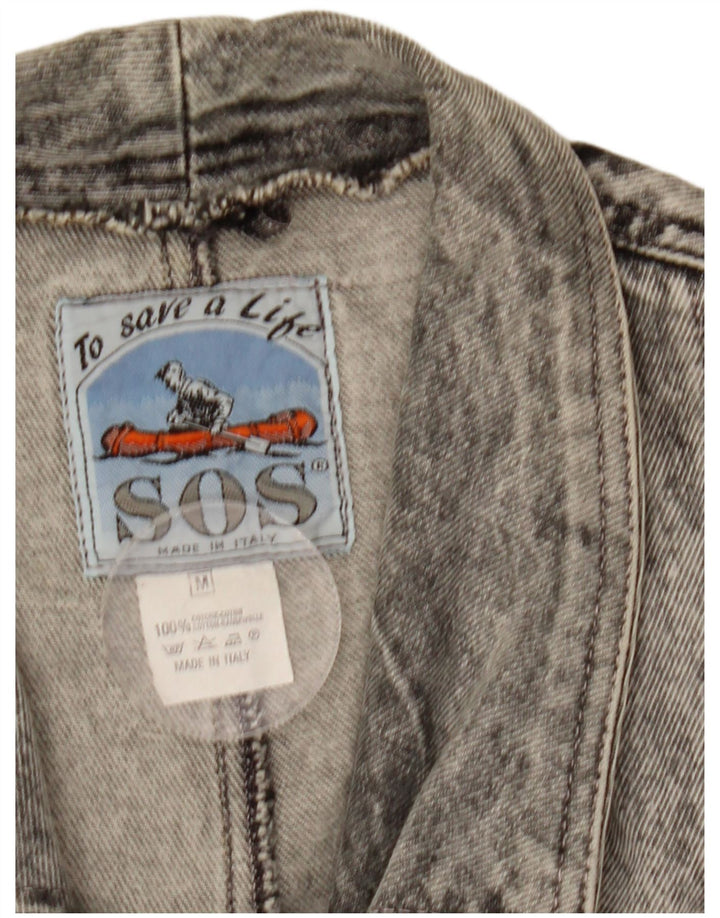 Sos Mens Denim Jacket UK 38 Medium Grey Cotton