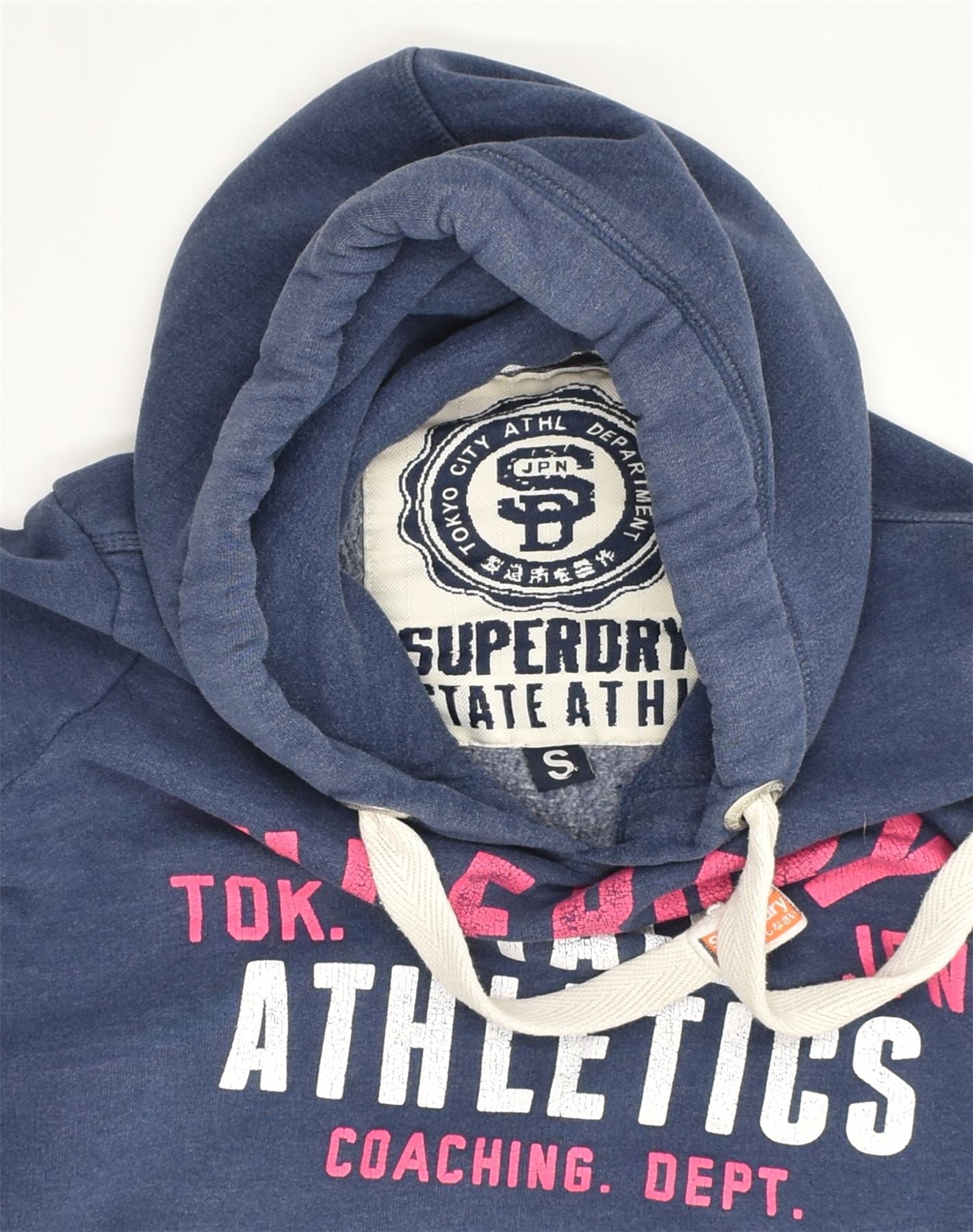 SUPERDRY Womens Graphic Hoodie Jumper UK 8 Small Navy Blue