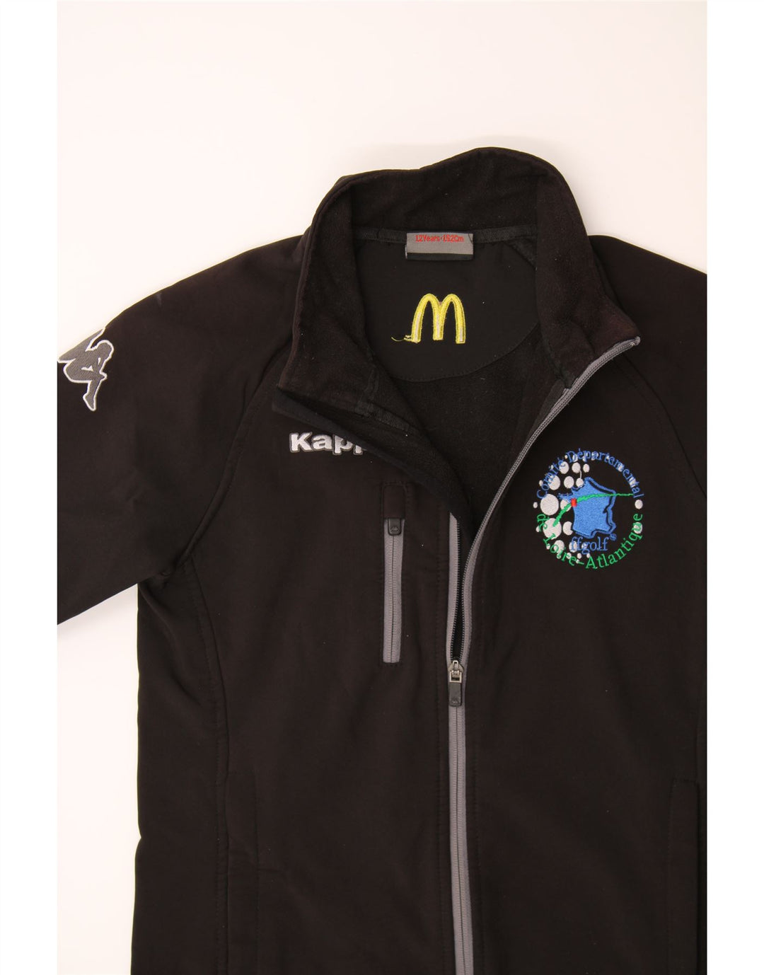 KAPPA Boys Graphic Tracksuit Top Jacket 11-12 Years Black Polyester Vintage Kappa and Second-Hand Kappa from Messina Hembry 
