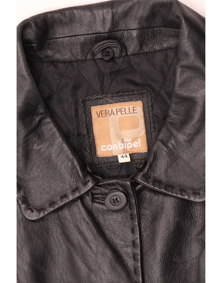 Conbipel Womens Leather Jacket IT 44 Medium Black