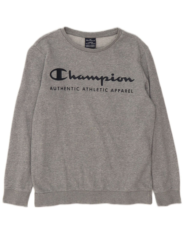 Champion Boys Graphic Sweatshirt Jumper 11-12 Years Large Grey Flecked