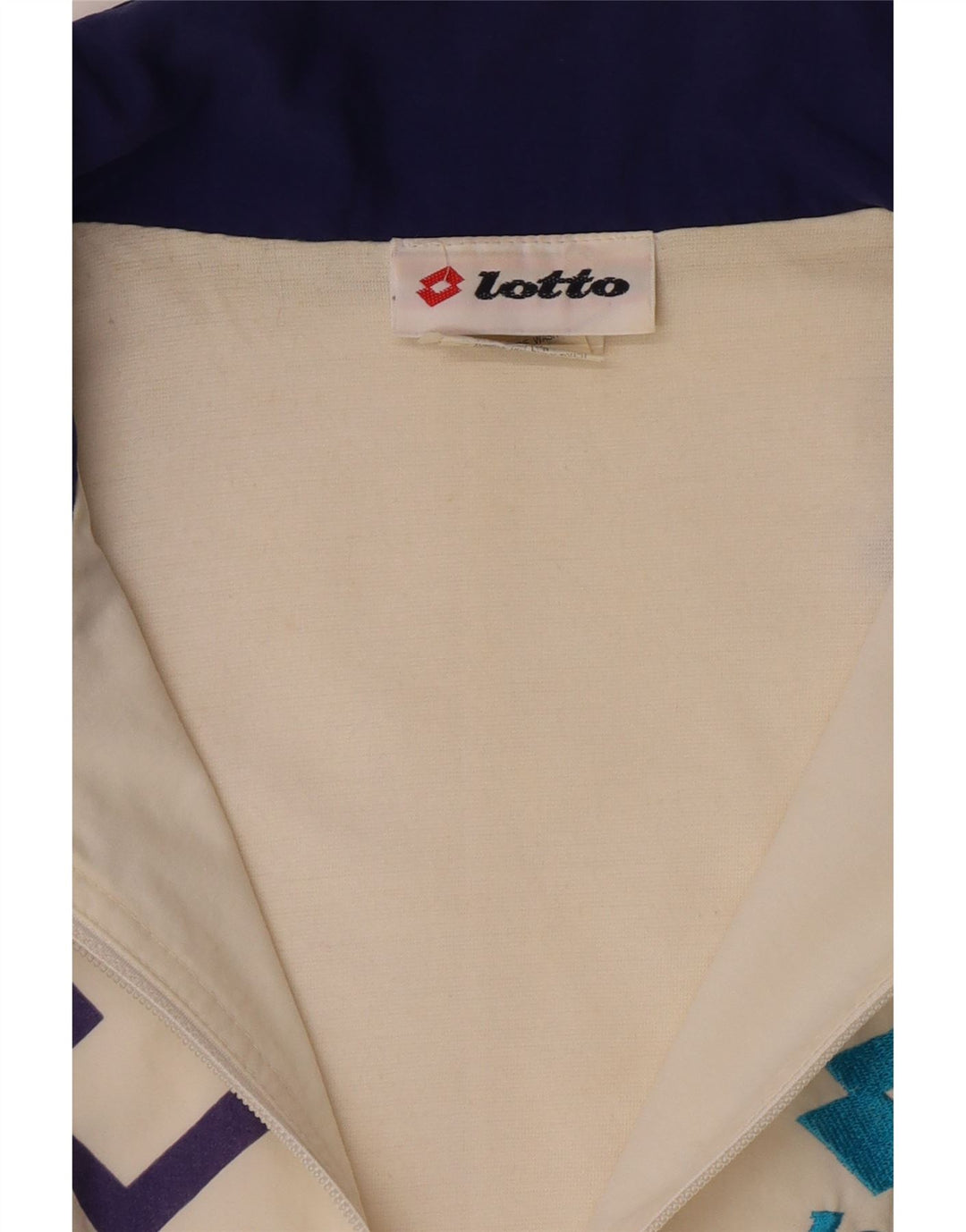 Lotto Mens Graphic Tracksuit Top Jacket Large Off White Geometric Retro