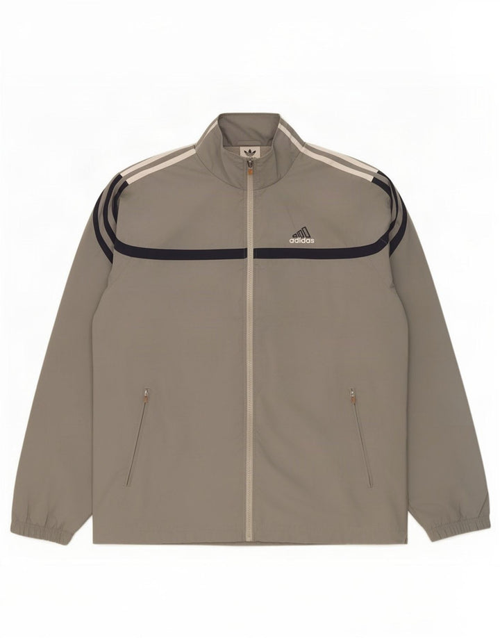 Adidas Mens Graphic Tracksuit Top Jacket UK 40/42 Medium Grey Polyester