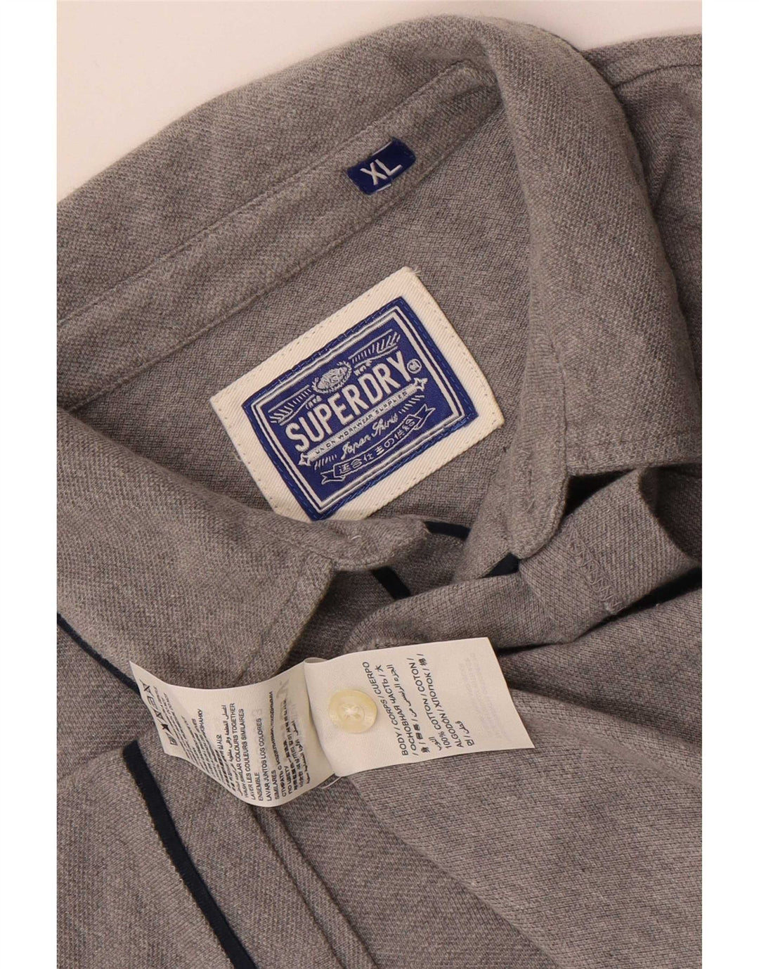 Superdry Mens Polo Shirt XL Grey Flecked Cotton