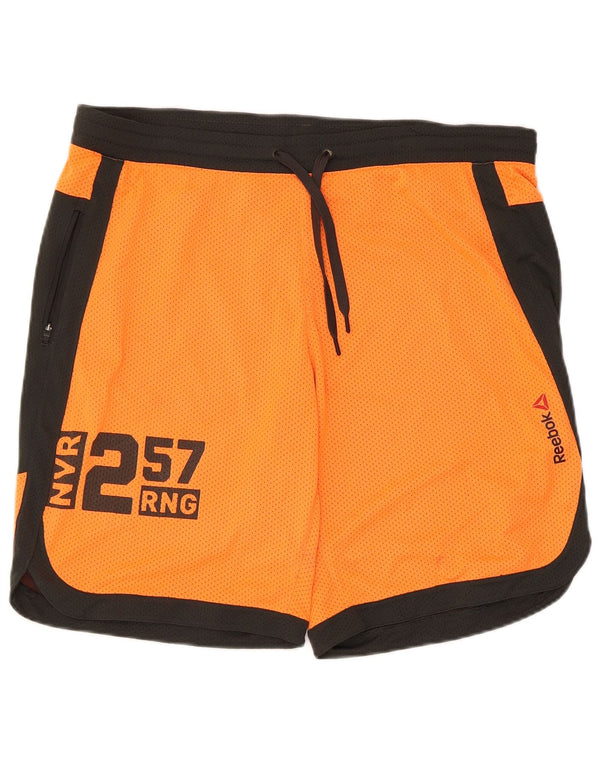 Reebok Mens Graphic Sport Shorts Medium Orange Colourblock Polyester