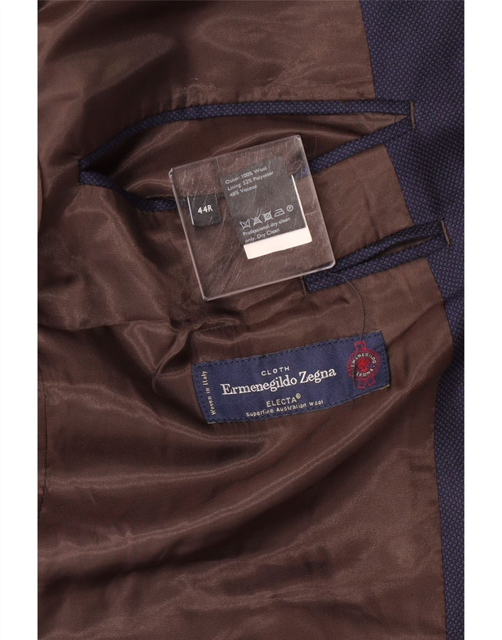 ERMENEGILDO ZEGNA Mens 2 Button Blazer Jacket UK 44 2XL Navy Blue Wool