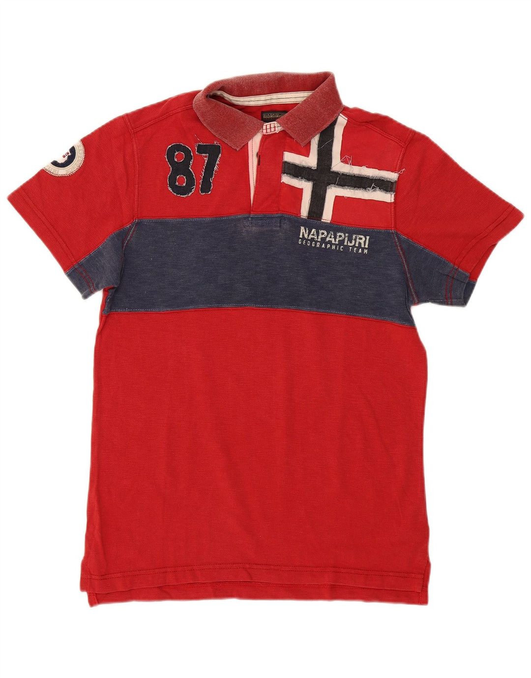 Napapijri Mens Graphic Polo Shirt Medium Red Cotton