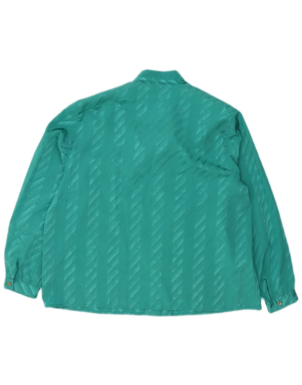 ELENA MIRO Womens Front Tie Shirt Blouse UK 20 2XL Green Striped