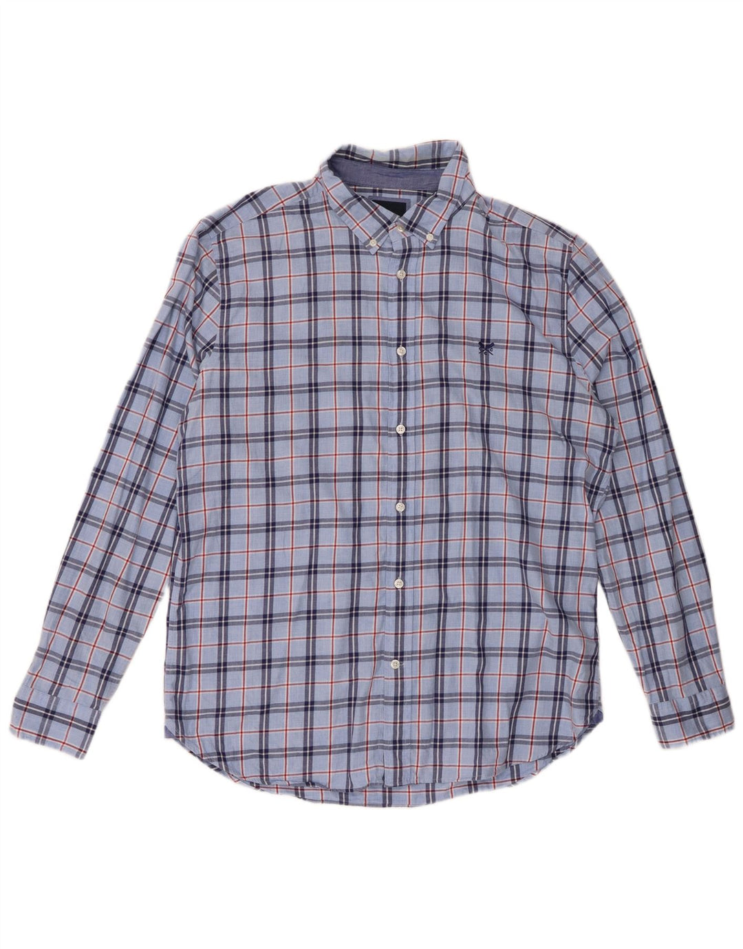 Crew Clothing Mens Slim Fit Flannel Shirt XL Blue Check Cotton
