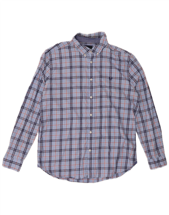 Crew Clothing Mens Slim Fit Flannel Shirt XL Blue Check Cotton