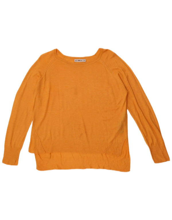 Zara Womens Boat Neck Jumper Sweater UK 12 Medium Orange Viscose