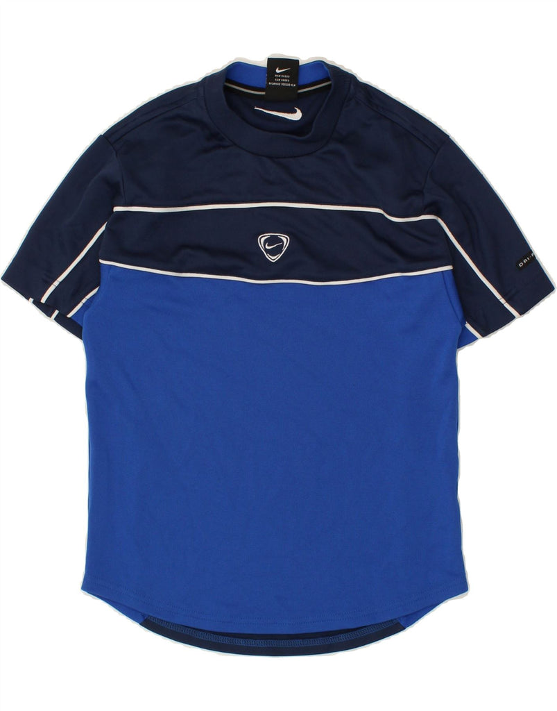NIKE Boys Dri Fit T-Shirt Top 11-12 Years Medium Navy Blue Colourblock | Vintage Nike | Thrift | Second-Hand Nike | Used Clothing | Messina Hembry 