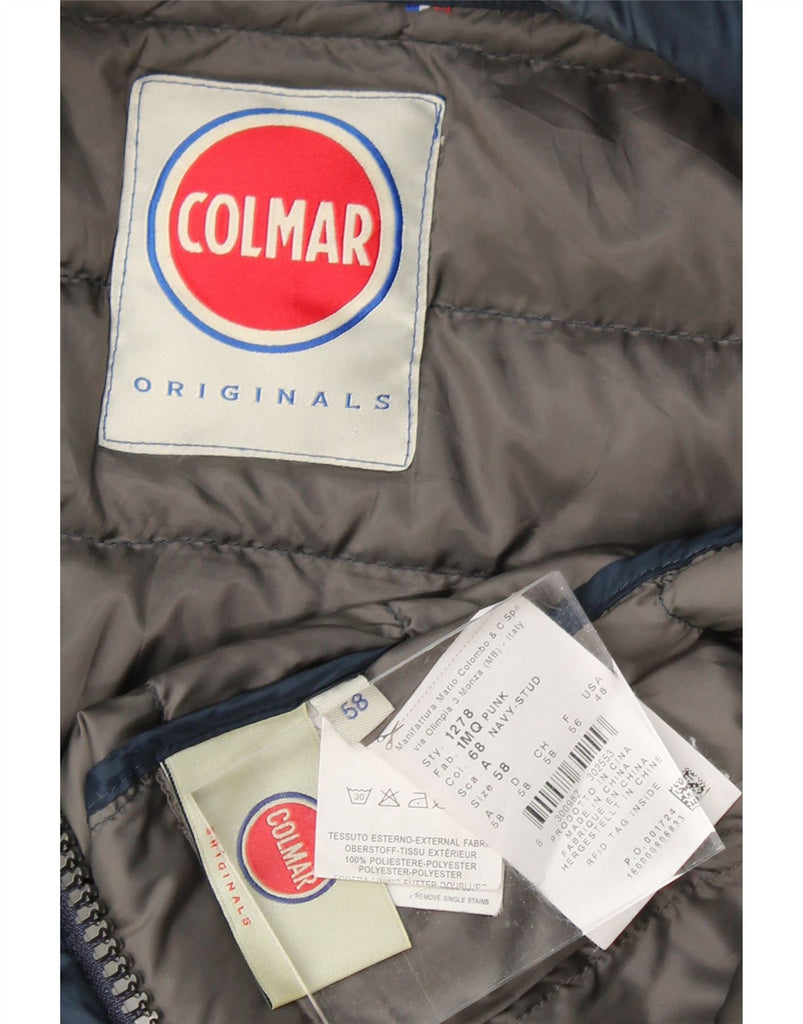 COLMAR Mens Padded Gilet IT 58 XL Navy Blue Polyester Vintage Colmar and Second-Hand Colmar from Messina Hembry 