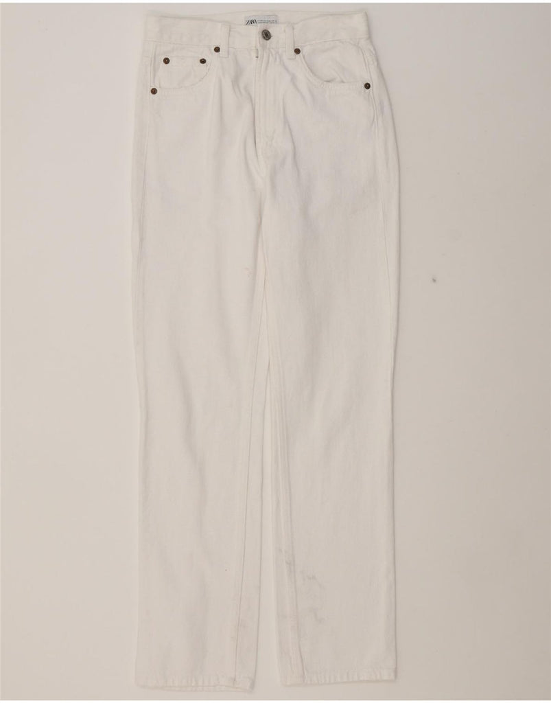 ZARA Womens High Rise Straight Jeans EU 36 XS W26 L31 White Vintage Zara and Second-Hand Zara from Messina Hembry 