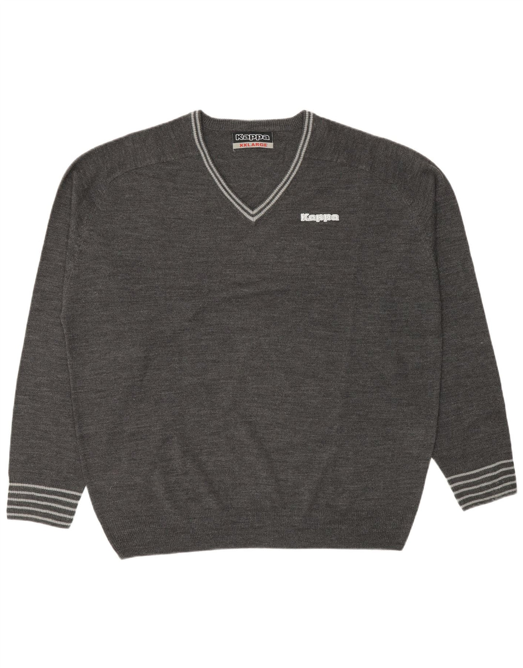 Kappa Mens V-Neck Jumper Sweater 2XL Grey Acrylic
