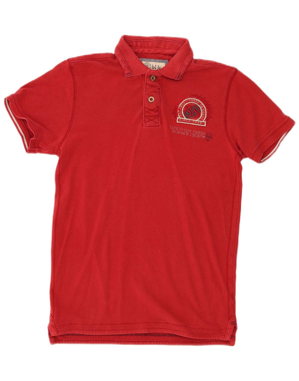 Fat Face Mens Graphic Polo Shirt XS Red Cotton