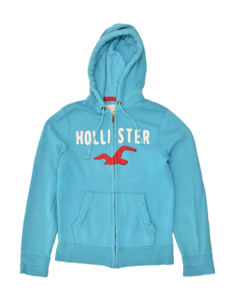 HOLLISTER Mens Graphic Zip Hoodie Sweater Small Blue Cotton | Vintage Hollister | Thrift | Second-Hand Hollister | Used Clothing | Messina Hembry 