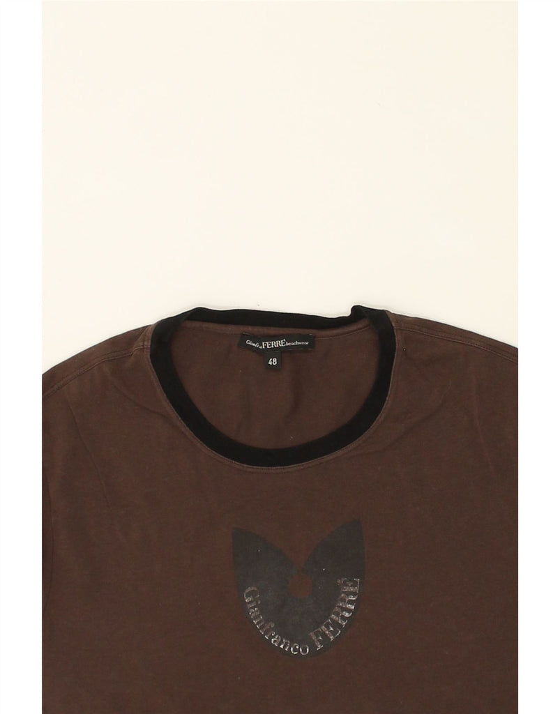 GIANFRANCO FERRE Mens Graphic T-Shirt Top IT 48 Small Brown Cotton | Vintage Gianfranco Ferre | Thrift | Second-Hand Gianfranco Ferre | Used Clothing | Messina Hembry 