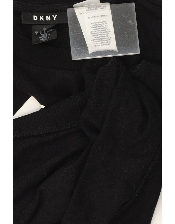 DKNY Womens Oversized Crop Graphic Sweatshirt Jumper UK 16 Large Black Vintage Dkny and Second-Hand Dkny from Messina Hembry 