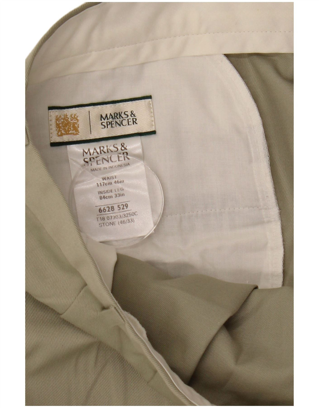 Marks & Spencer Mens Pegged Suit Trousers W46 L27 Beige Polyester