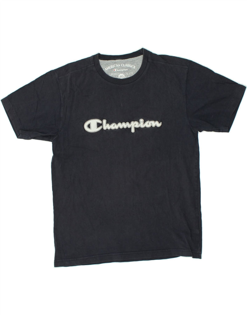 CHAMPION Mens Graphic T-Shirt Top Medium Black Cotton | Vintage Champion | Thrift | Second-Hand Champion | Used Clothing | Messina Hembry 