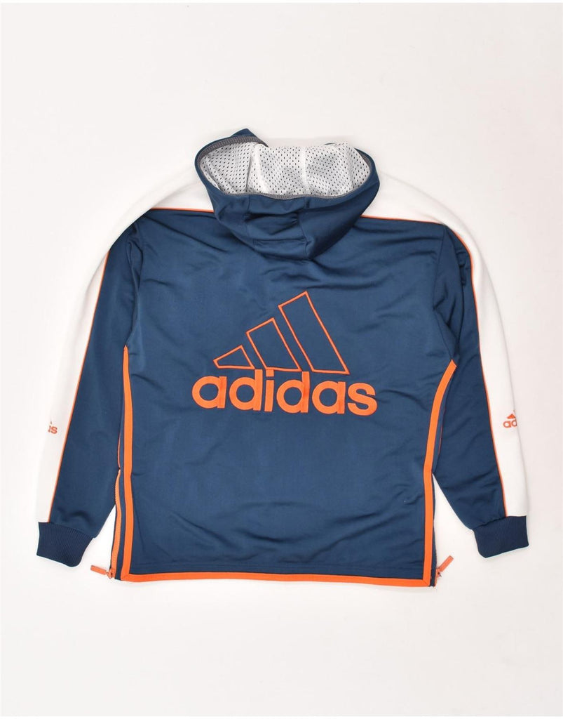 ADIDAS Mens Graphic Zip Hoodie Sweater Size 32/34 XS Blue Colourblock | Vintage Adidas | Thrift | Second-Hand Adidas | Used Clothing | Messina Hembry 