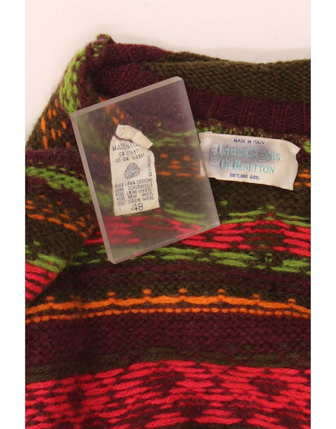 Benetton Mens Turtle Neck Jumper Sweater IT 48 Medium Multicoloured