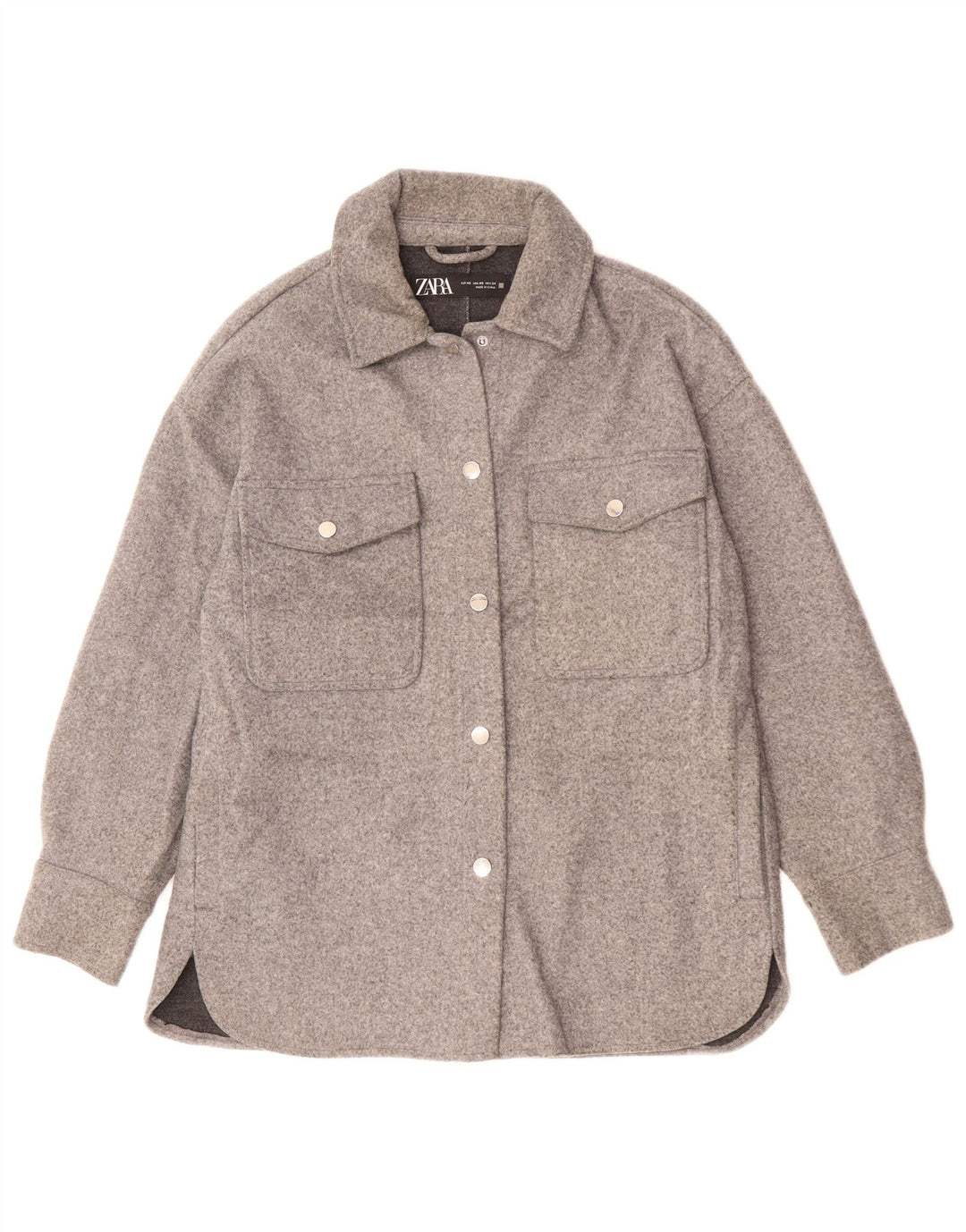 Zara Womens Oversized Bomber Jacket UK 6 XS Grey Polyester