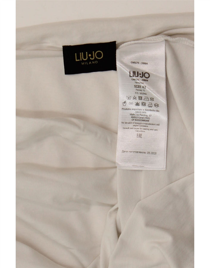 Liu Jo Womens Graphic T-Shirt Top IT 42 Medium White Cotton
