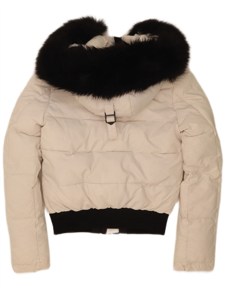 Superdry Womens Hooded Oversized Padded Jacket UK 8 Small White Colourblock