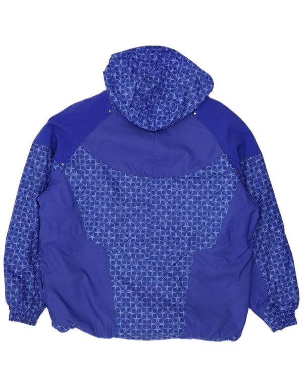 Fila Womens Hooded Oversized Ski Jacket US 8 Medium Blue Geometric