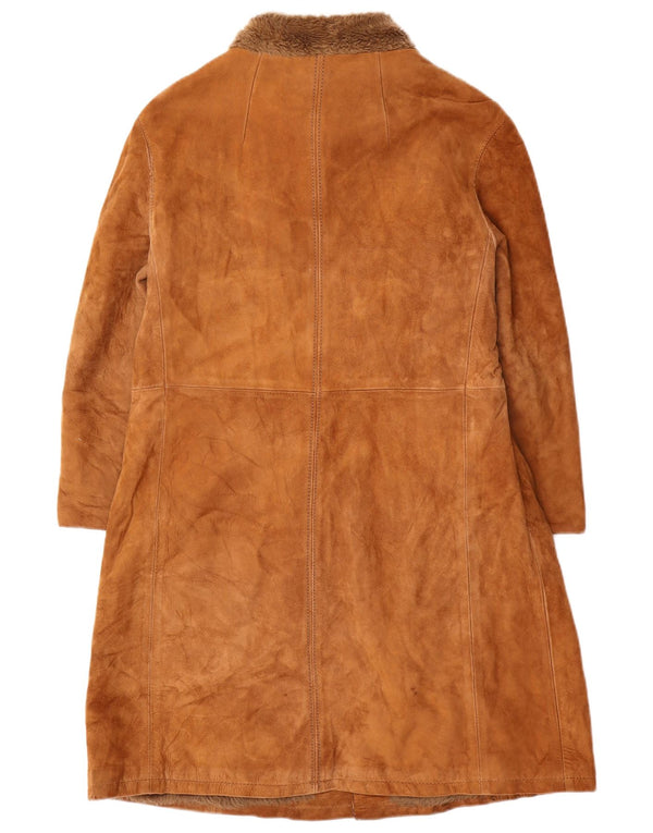 Vintage Womens Suede Overcoat UK 10 Small Brown