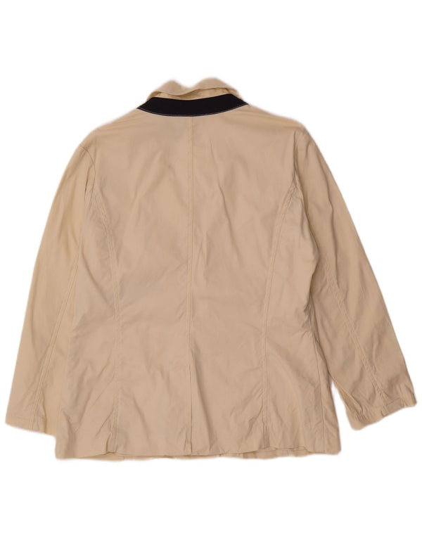 Nautica Womens 3 Button Blazer Jacket US 10 Large Beige Cotton