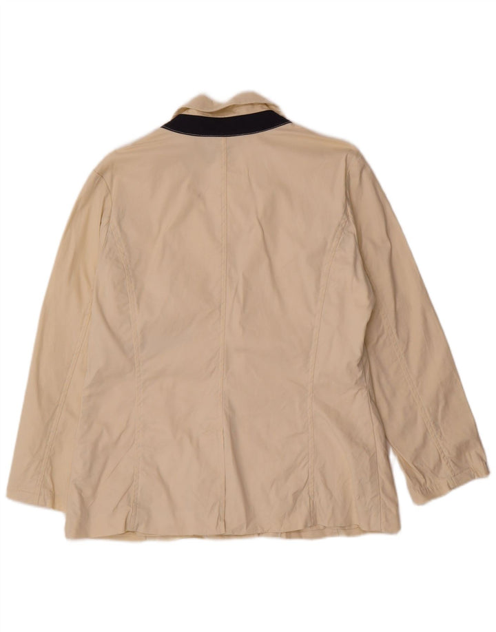 Nautica Womens 3 Button Blazer Jacket US 10 Large Beige Cotton