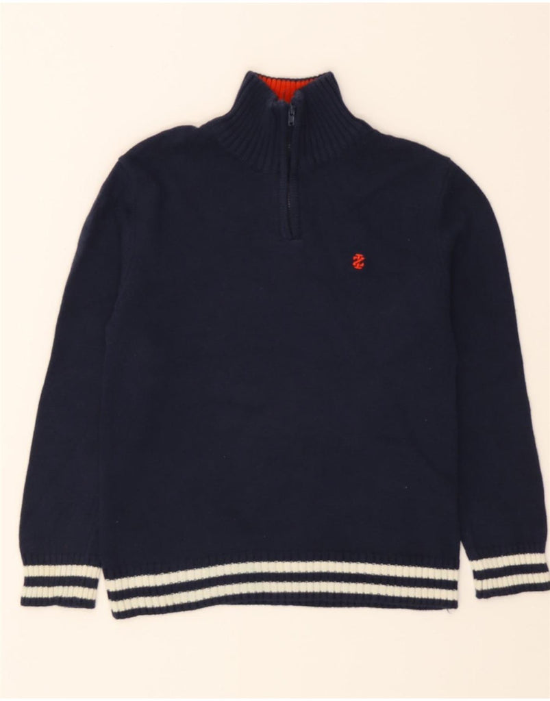 IZOD Boys Zip Neck Jumper Sweater 7-8 Years Medium Navy Blue Cotton Vintage Izod and Second-Hand Izod from Messina Hembry 
