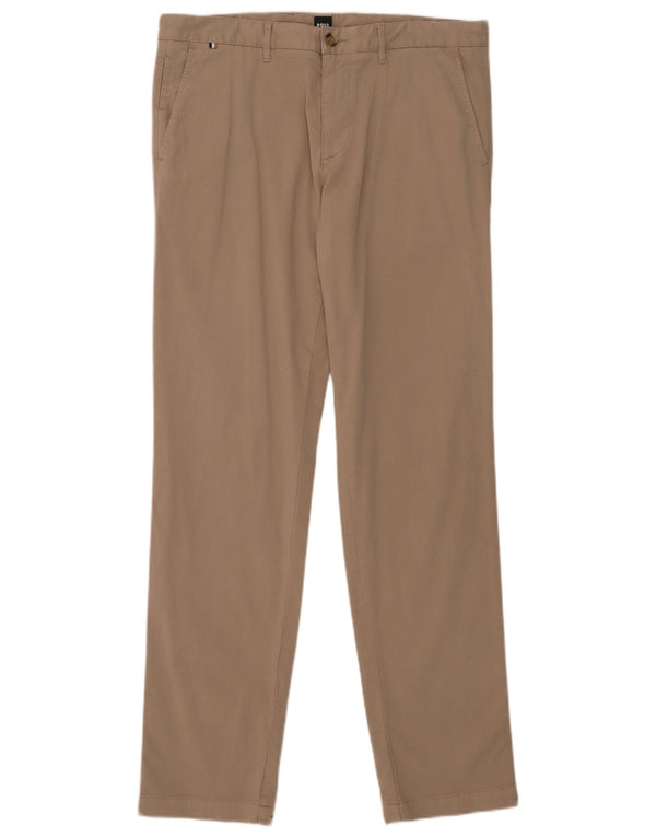 Hugo Boss Mens Slim Chino Trousers EU 48 Medium W32 L33 Beige Cotton