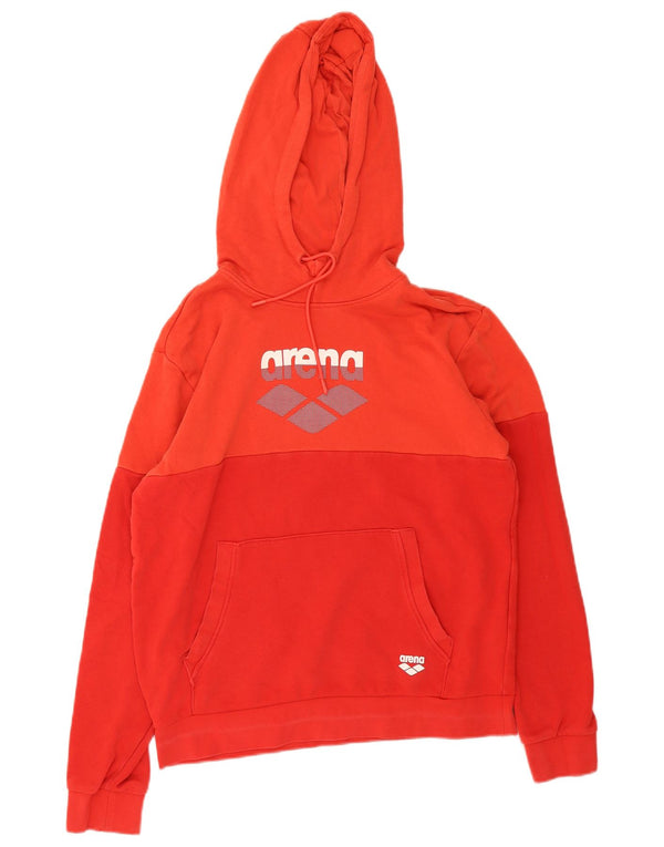 Arena Mens Graphic Hoodie Jumper Small Red Colourblock Cotton