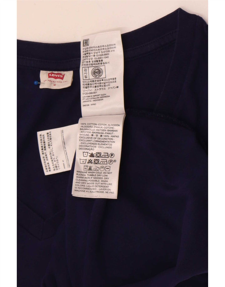Levi's Womens T-Shirt Top UK 14 Medium Navy Blue Cotton