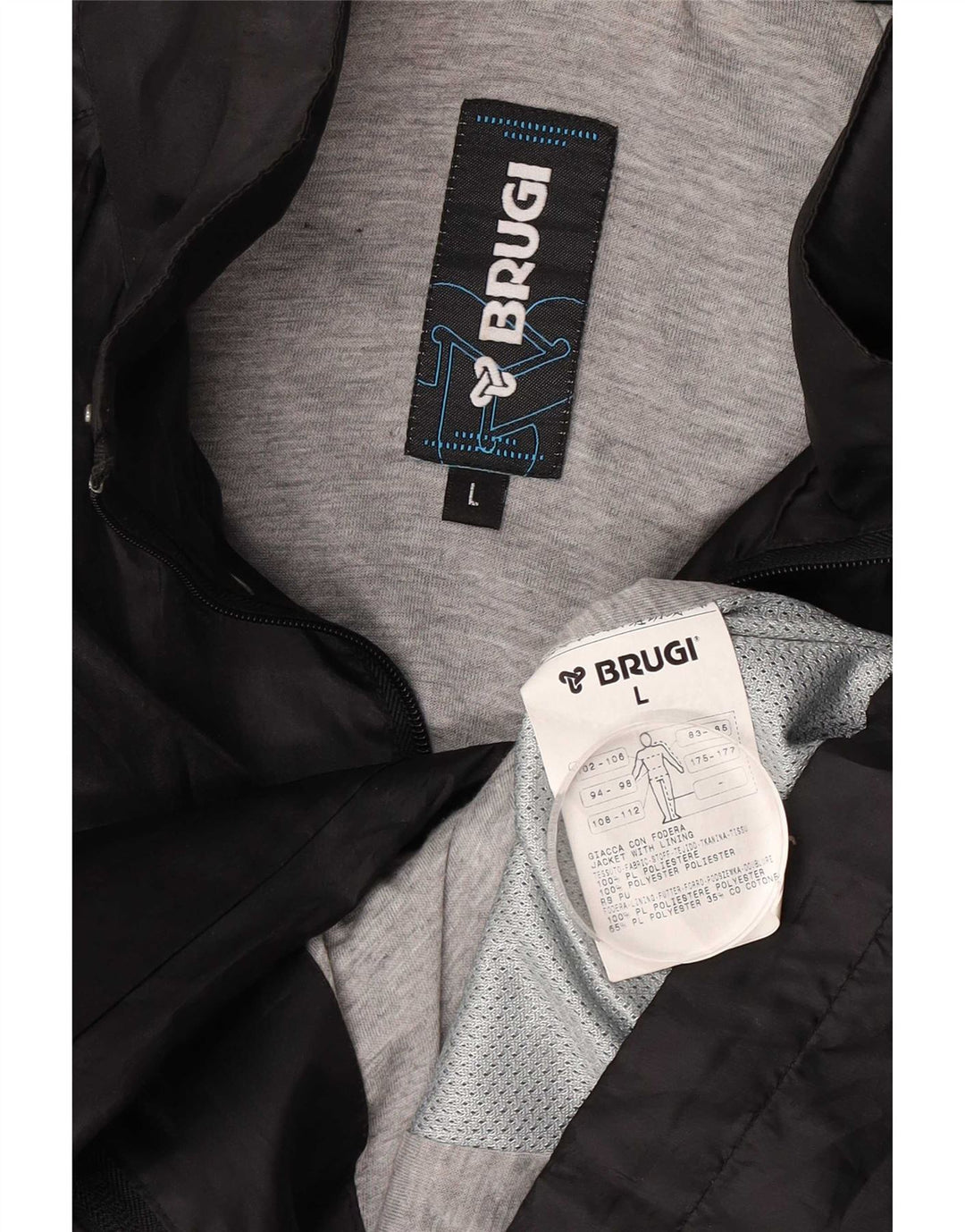 Brugi Mens Rain Jacket UK 40 Large Black Polyester