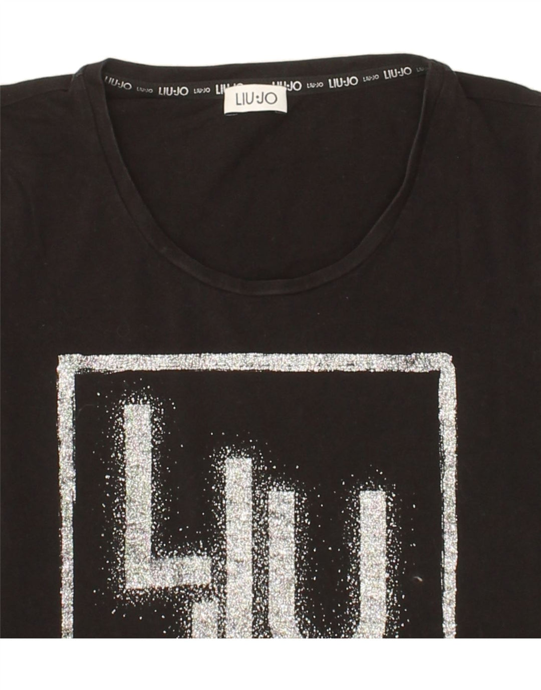 LIU JO Womens Milano Graphic Top Long Sleeve UK 10 Small Black Vintage Liu Jo and Second-Hand Liu Jo from Messina Hembry 