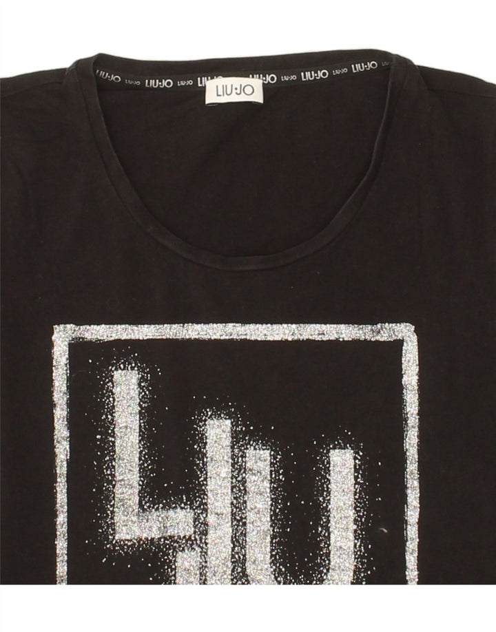 LIU JO Womens Milano Graphic Top Long Sleeve UK 10 Small Black Vintage Liu Jo and Second-Hand Liu Jo from Messina Hembry 