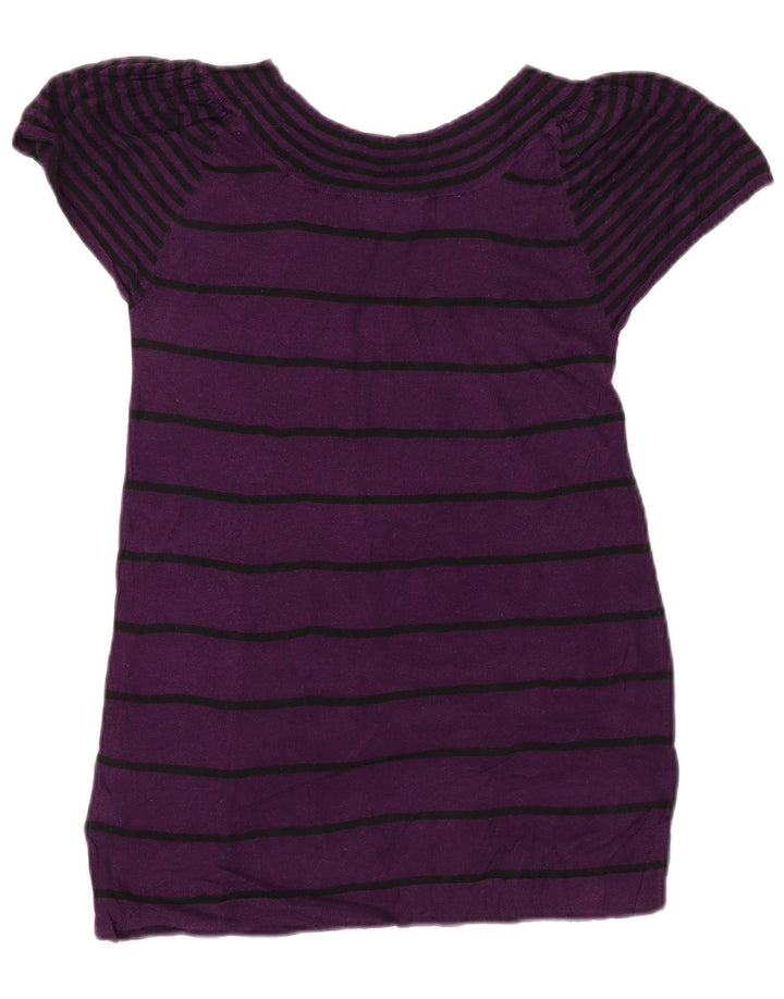 MOSSIMO Womens Blouse Top UK 8 Small Purple Striped Cotton