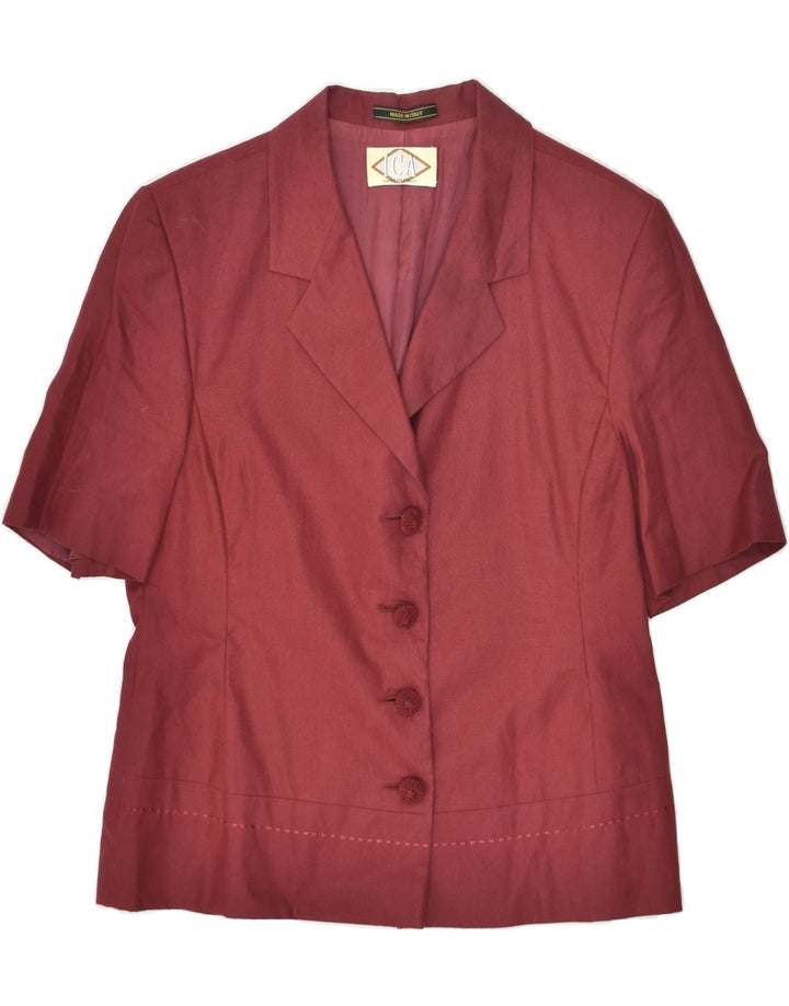 VINTAGE Womens Short Sleeve 4 Button Blazer Jacket UK 16 Large Maroon | Vintage Vintage | Thrift | Second-Hand Vintage | Used Clothing | Messina Hembry 