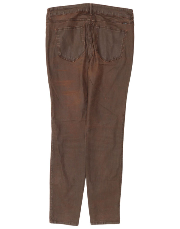 Massimo Dutti Womens Waxed Skinny Casual Trousers EU 42 Large W32 L30 Brown